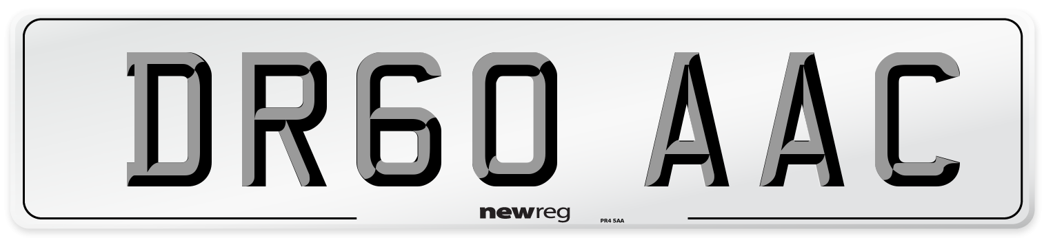 DR60 AAC Number Plate from New Reg